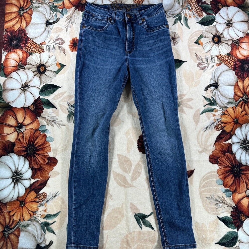 Y2K Wrangler Bespoke Womens High Rise Skinny Jeans Western Embroidered 27x28
